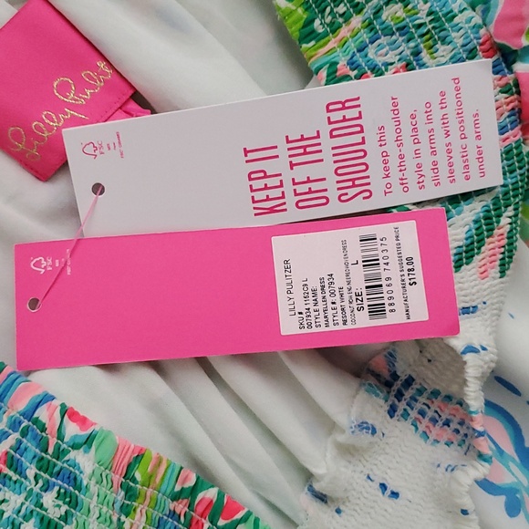 Lilly Pulitzer Maryellen Resort White Coconut Row Engineered Woven Dress SzL - Picture 7 of 11